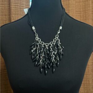 Premier Designs Triplet Black and Silver Statement Necklace